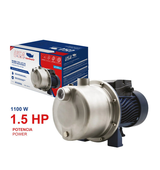 BOMBA JET DE ACERO INOXIDABLE SIN TANQUE 1.5HP 1100W USA U-JET120ST