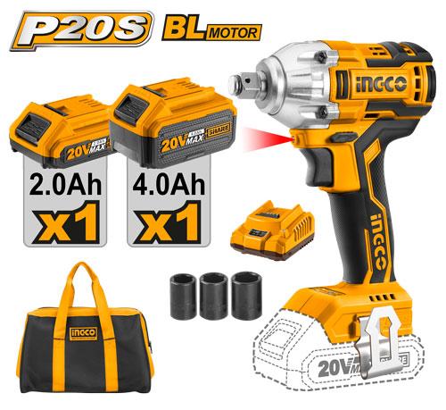 LLAVE DE IMPACTO INALAMBRICA ION DE LITIO 1/2PLG 20V 300NM INGCO UCIWLI20012