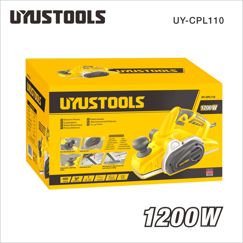CEPILLO ELECTRICO PARA MADERA 1200W UYUSTOOLS UY-CPL110
