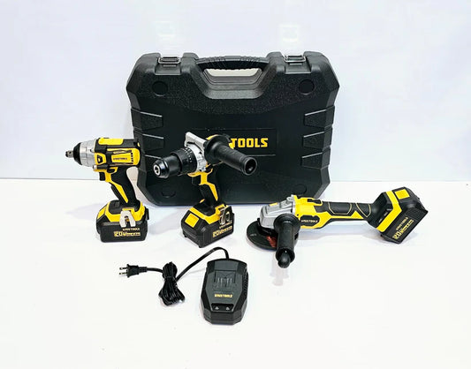 KIT ESMERILADORA INALAMBRICO+TALADRO+LLAVE IMPACTO UYUSTOOLS UY-IKC02-2047