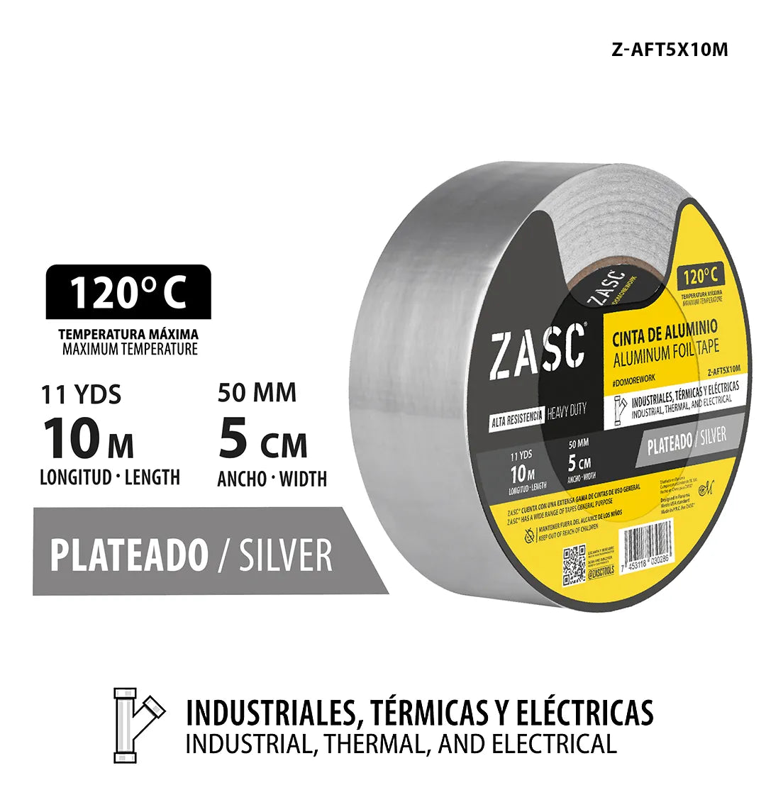 CINTA DE ALUMINIO 5CMX10MTRS ZASC Z-AFT5X10M