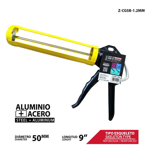 PISTOLA PARA SILICON 9PLG AMARILLA  ZASC Z-CGSB-1.2MM