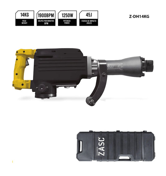 DEMOLEDOR CONCRETO 1250W 45 JOULES 14KG ZASC Z-DH14KG