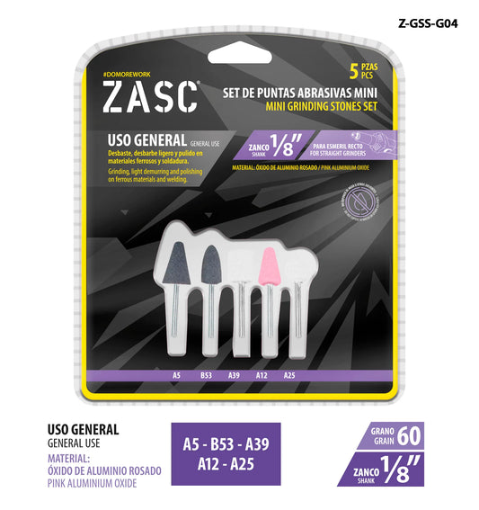 SET DE PUNTAS MINI ABRASIVAS PARA ESMERIL 5PCS ZASC Z-GSS-G04
