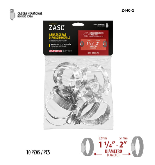 SET DE ABRAZADERA UNIVERSAL 10PCS 1/4-2PLG ZASC Z-HC-2