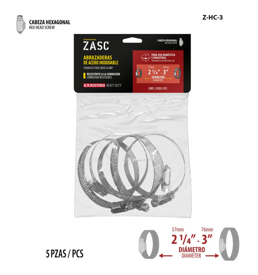 SET DE ABRAZADERA UNIVERSAL 5PCS 2 1/4-3PLG ZASC Z-HC-3