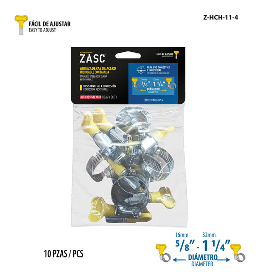 SET DE ABRAZADERA UNIVERSAL TIPO MARIPOSA 10PCS  5/8-1 1/4PLG ZASC Z-HCH-11-4