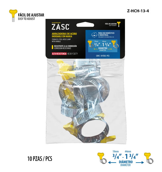 SET DE ABRAZADERA UNIVERSAL TIPO MARIPOSA 10PCS 3/4-1 3/4 PLG ZASC Z-HCH-13-4