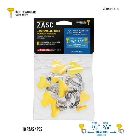 SET DE ABRAZADERA UNIVERSAL TIPO MARIPOSA 10PCS 3/8-5/8 PLG Z-HCH-5-8