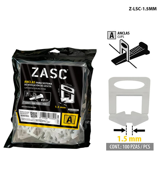 ANCLAS RECTAS PARA NIVELACION DE AZULEJO 1.5MM ZASC Z-LSC-1.5
