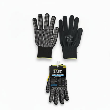 GUANTES ALGODON TEJIDO CON PUNTOS PVC ANTIDESLIZANTES NEGRO ZASC Z-SCPG-003