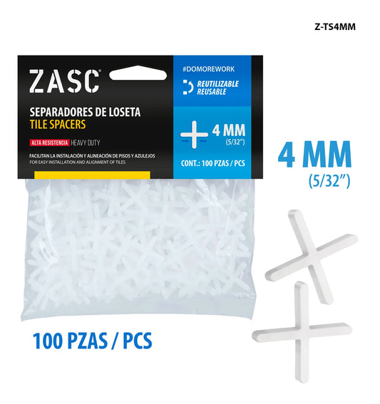 SET DE SEPARADOR PARA CERAMICA 4MM 100PCS ZASC Z-TS4MM