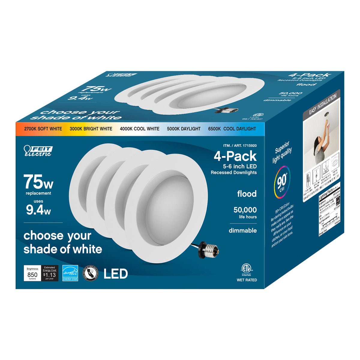 SET DE  4 OJOS DE BUEY LUZ 75W BLANCA FEIT ELECTRIC