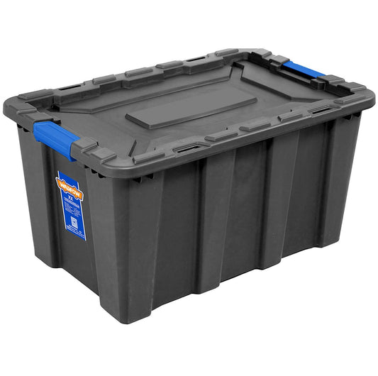 CAJA ORGANIZADORA 80 L PLASTICO NEGRO CON TAPA CLICK WADFOW
