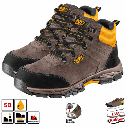 BOTA INDUSTRIAL INGCO CUERO CON CUBO DE ACERO CAFE