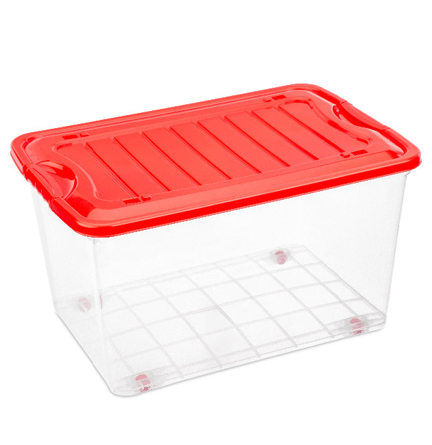 CAJA TRANSPARENTE DE 37.5LTS TAPADERA COLORES