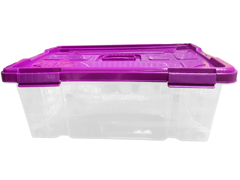 CAJA TRANSPARENTE DE 30LTS TAPADERA COLORES