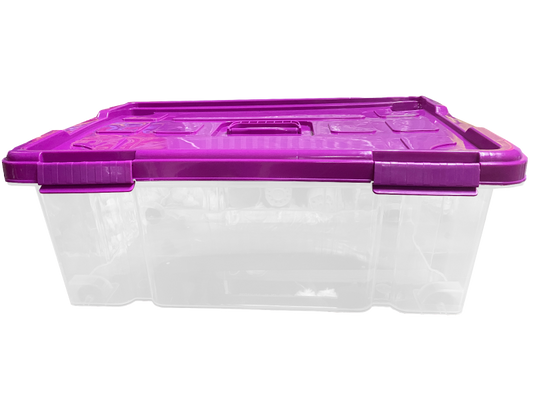 CAJA TRANSPARENTE DE 30LTS TAPADERA COLORES