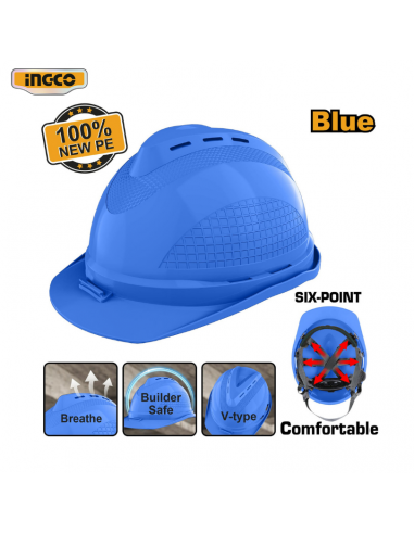 CASCO DE SEGURIDAD AZUL C/RATCHET 8 PUNTOS INGCO HSH413
