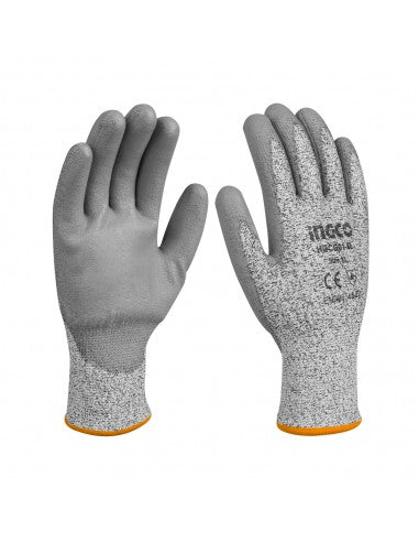 GUANTE INGCO ANTICORTE NIVEL 5 TALLA XL GRIS HGCG02-XL