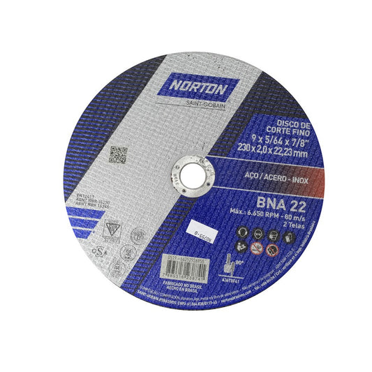 DISCO NORTON SUPER FINO CORTE METAL DE 9X2MMX7/8 PLG BNA22