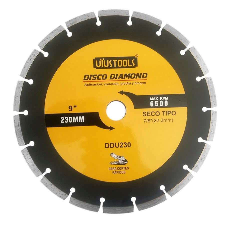 DISCO UYUSTOOLS DIAMANTADO CONTINUO LISO EN SECO DE 9 PLG DDU230H