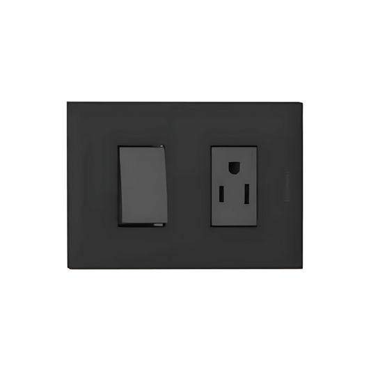 PLACA INCORP BTICINO 1 SWICH 1 TOMA NEGRO AF2231EANG