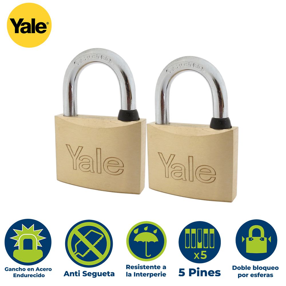 JUEGO DE 2 CANDADOS TIPO ITALIANO 110-40 MM  KA2  YALE  0001132