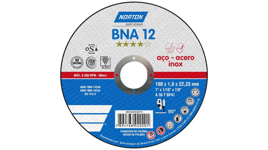 DISCO NORTON CORTE METAL DE 7X1.6MMX7/8 PLG T41 BNA12 AZUL