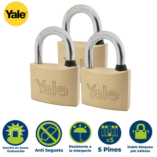 JUEGO DE 3 CANDADOS  TIPO ITALIANO 110-40 MM KA3 YALE 0001133
