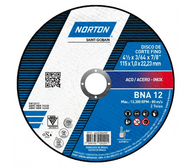 DISCO NORTON DE 4-1/2X1.0MMX7/8X6 PLG ECONOMICO