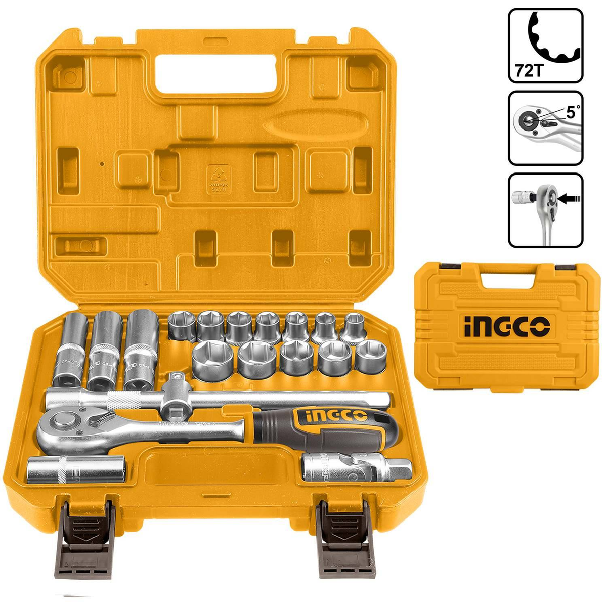 SET 20 CUBOS 1/2PLG 10-24MM C/RATCHET INGCO HKTS12201