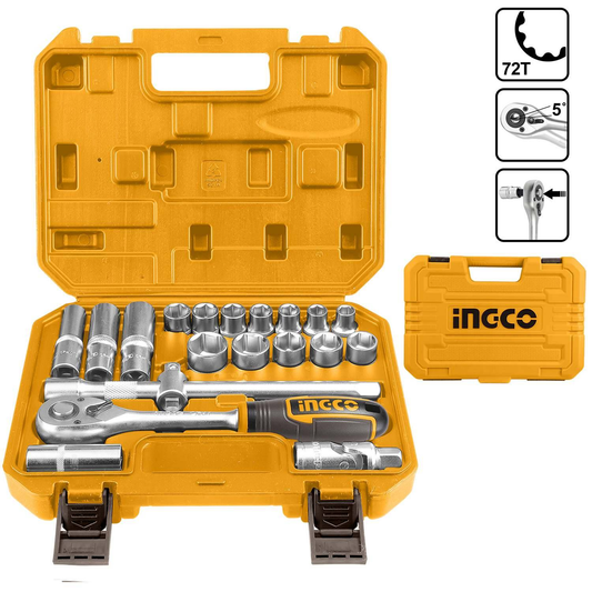 SET 20 CUBOS 1/2PLG 10-24MM C/RATCHET INGCO HKTS12201