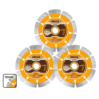 SET DE 3 DISCO INGCO DIAMANTE FINO CORTE 9 PLG 6 MM 222 DMD012308