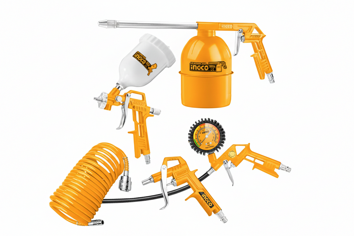 SET PISTOLA GRAVEDAD Y MANGUERA 5PCS INGCO AKT0053-1