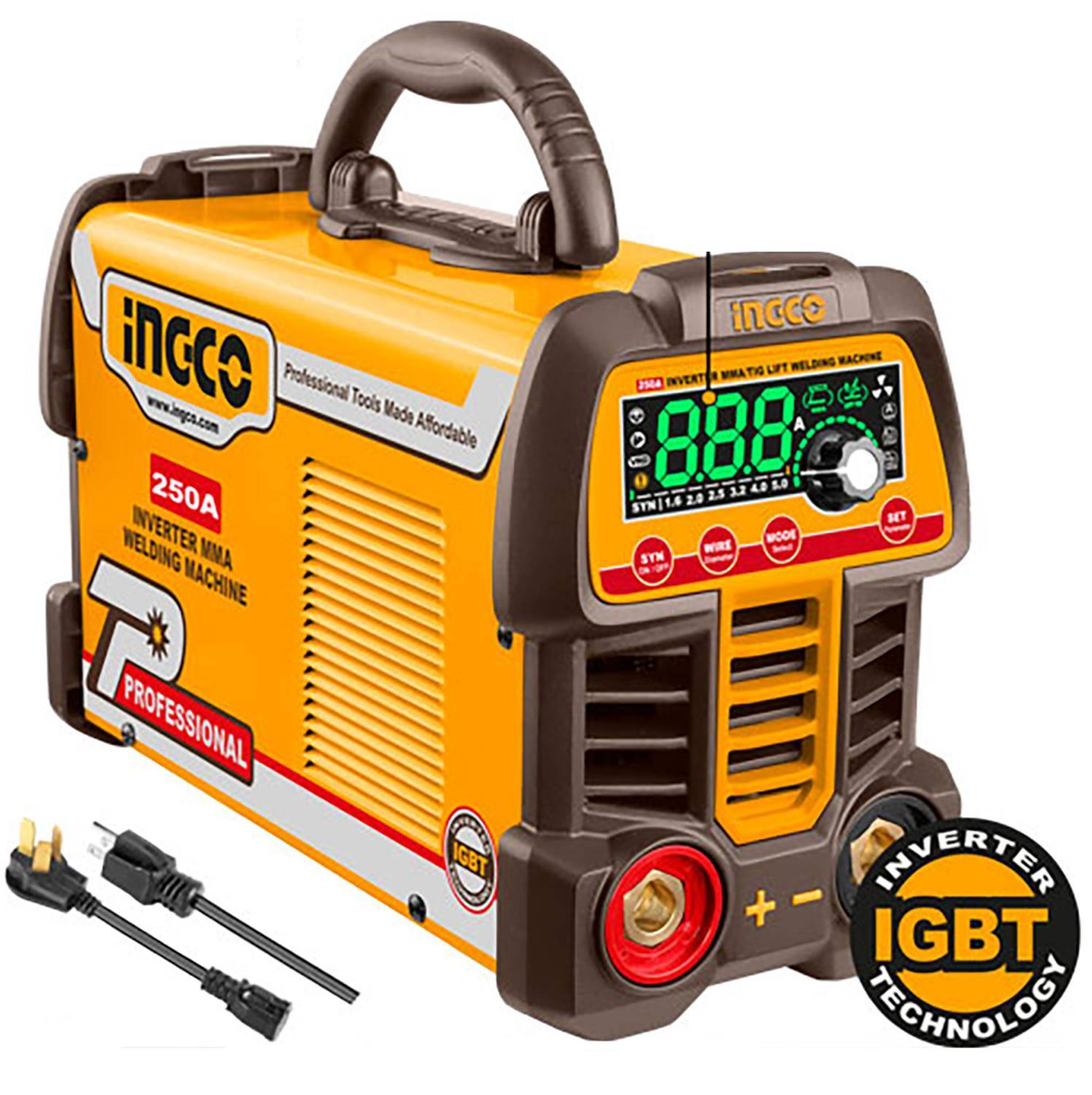 SOLDADOR ELECTRICO INVERSOR 250A 110V/220V PORTATIL PROFESIONAL INGCO ING-UMMA25069