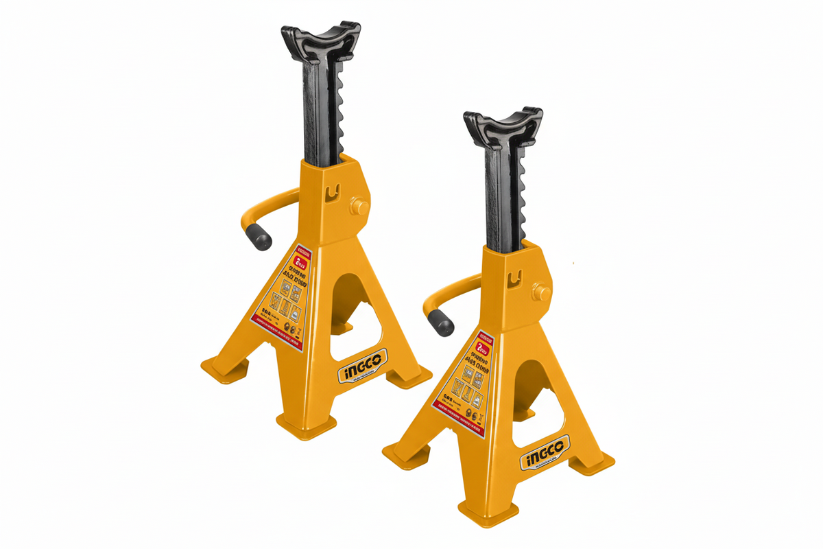 Two yellow jack stands with black handles on a white background, featuring the Incoco brand.