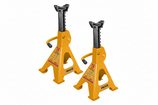 Two yellow jack stands with black handles on a white background, featuring the Incoco brand.