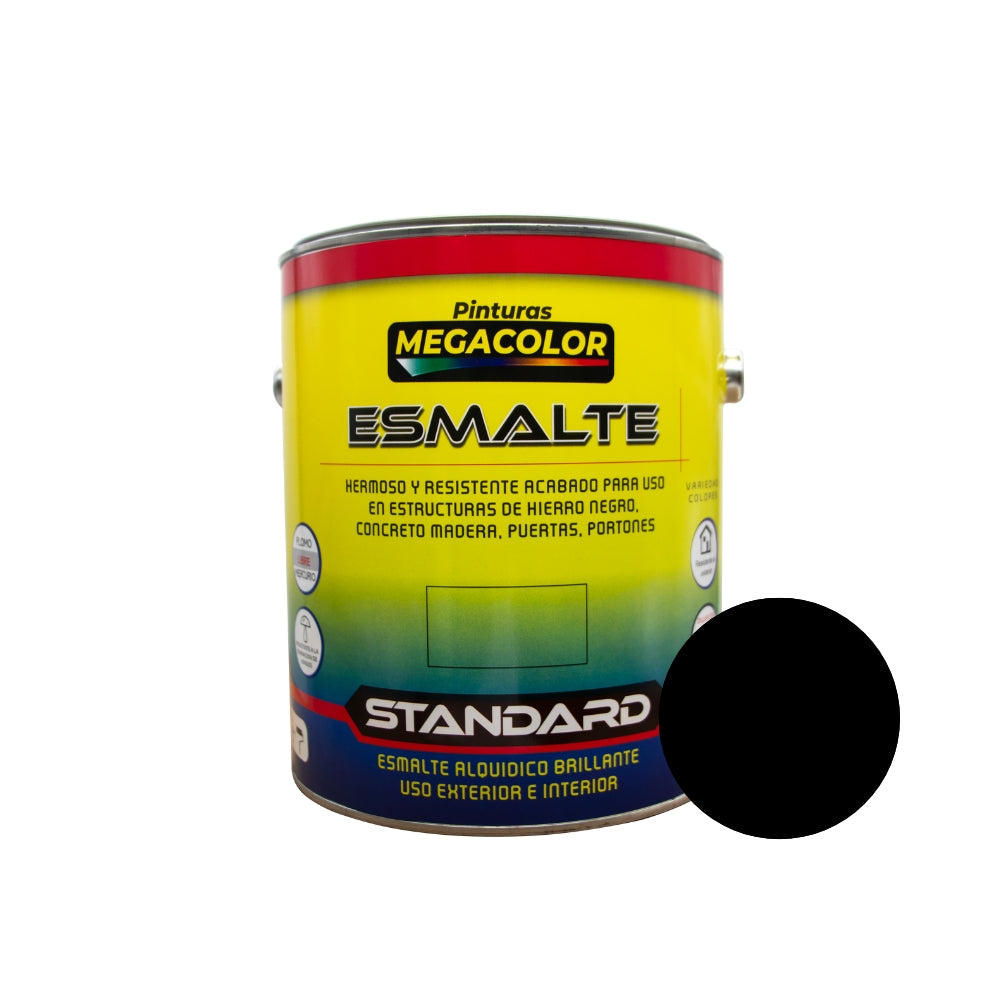 PINTURA MEGACOLOR ESMALTE STANDARD NEGRO 1/4 0404301-04