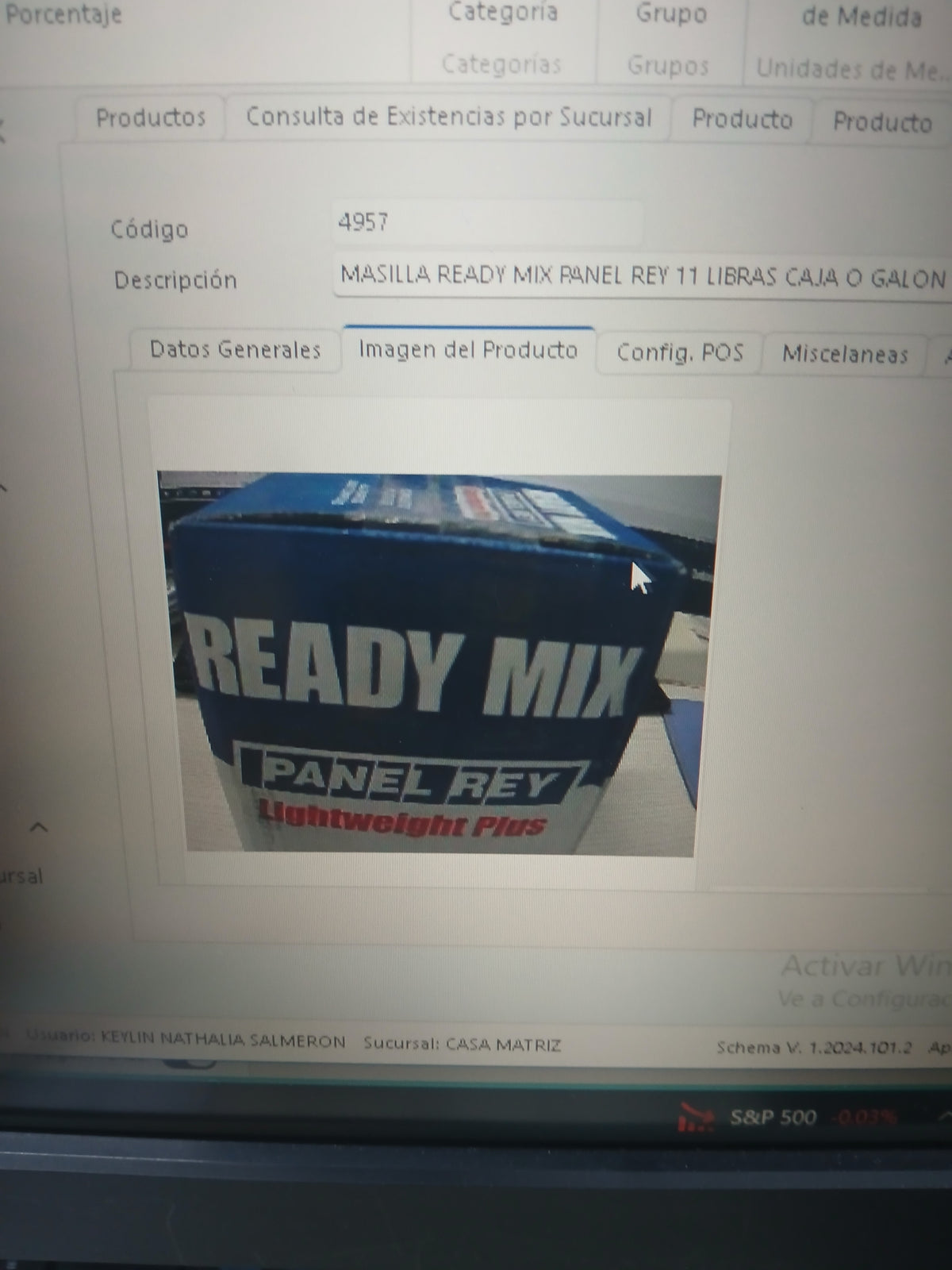 MASILLA  READY MIX PANEL REY 11 LIBRAS CAJA O GALON 5 KG 050702