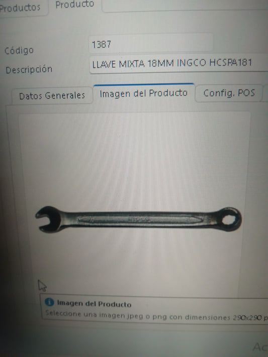 LLAVE MIXTA 18MM INGCO HCSPA181