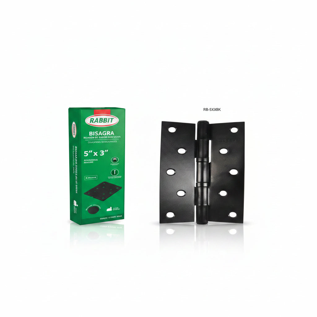 BISAGRA DE ACERO NEGRA 5X3 PLG 2.2MM RABBIT RB-5X3BK