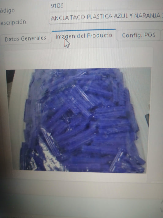 ANCLA TACO PLASTICA AZUL Y NARANJA 3/8X2 PLG 000218