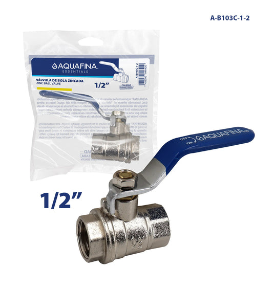 VALVULA DE BOLA NIQUELADO DE 1/2PLG AQUAFINA A-B103C-1-2
