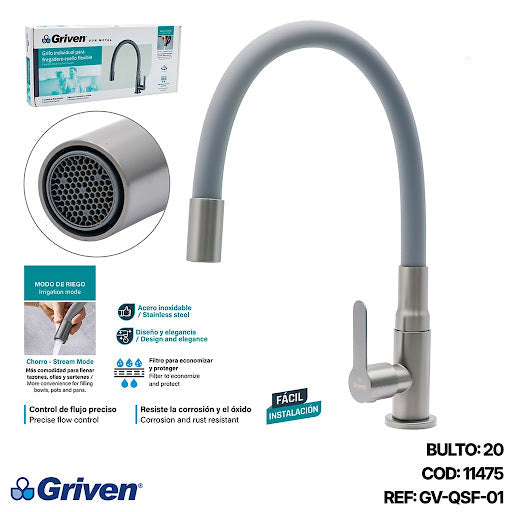 GRIFO INDIVIDUAL PARA FREGADERO CUELLO FLEXIBLE GRIVEN GV-QSF-01