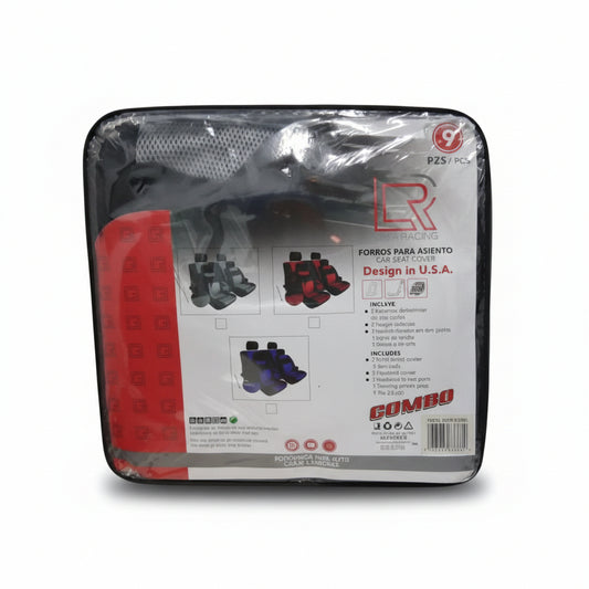 SET DE FORROS PARA ASIENTO DE AUTO NEGRO/GRIS LAFA RACING 16-6107-G-COMB